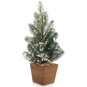 Bradut artificial decorativ Kring, pentru Craciun, in ghiveci de lemn, cu aspect nins, 35.6 cm Bradut artificial decorativ Kring, pentru Craciun, in ghiveci de lemn, cu aspect nins, 35.6 cm