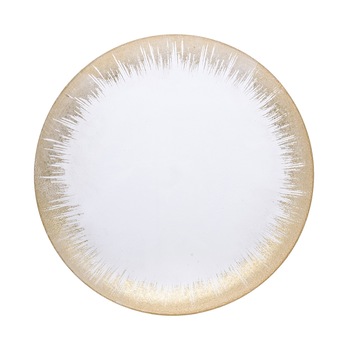 Platou de sticla cu margine aurie, 36 cm Platou de sticla cu margine aurie, 36 cm