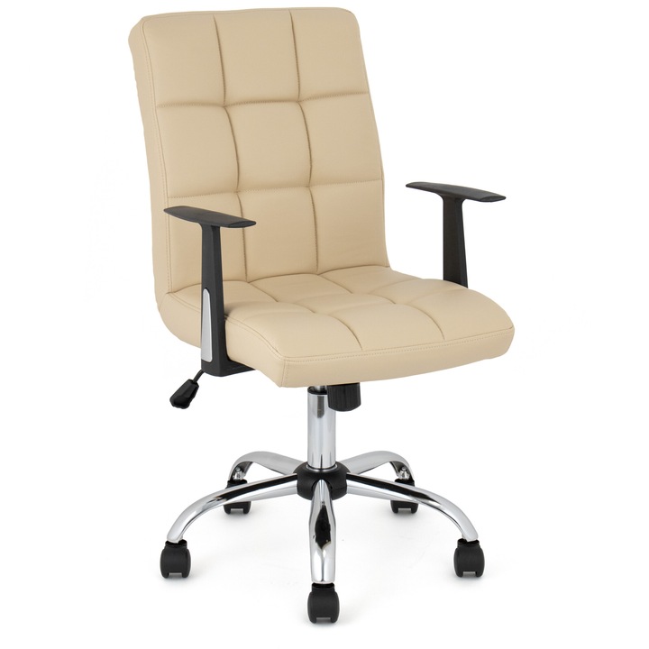 Scaun de birou ergonomic, Kring Windsor, piele ecologica, Bej