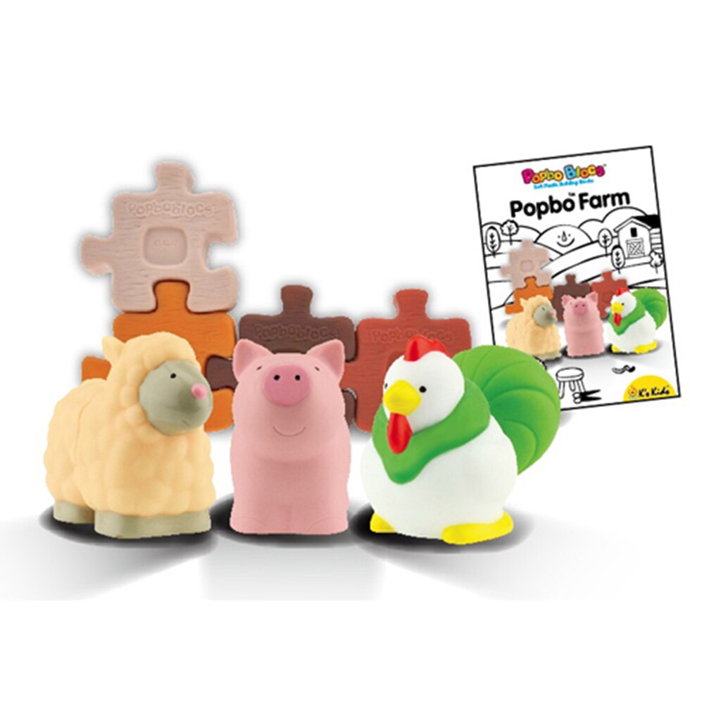 Set forme K's Kids Popbo Animale de la ferma Porc, Oaie si Gaina, 10 piese