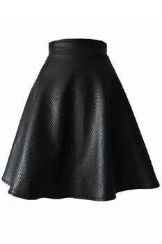 Fusta Clos GOSSE Piele Neagra, Negru Fusta Clos GOSSE Piele Neagra, Negru