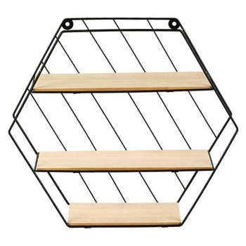 Raft decorativ, Felis, 3 Nivele, Lemn, Metal, 35x9x30.5cm, Bej / Negru Raft decorativ, Felis, 3 Nivele, Lemn, Metal, 35x9x30.5cm, Bej / Negru