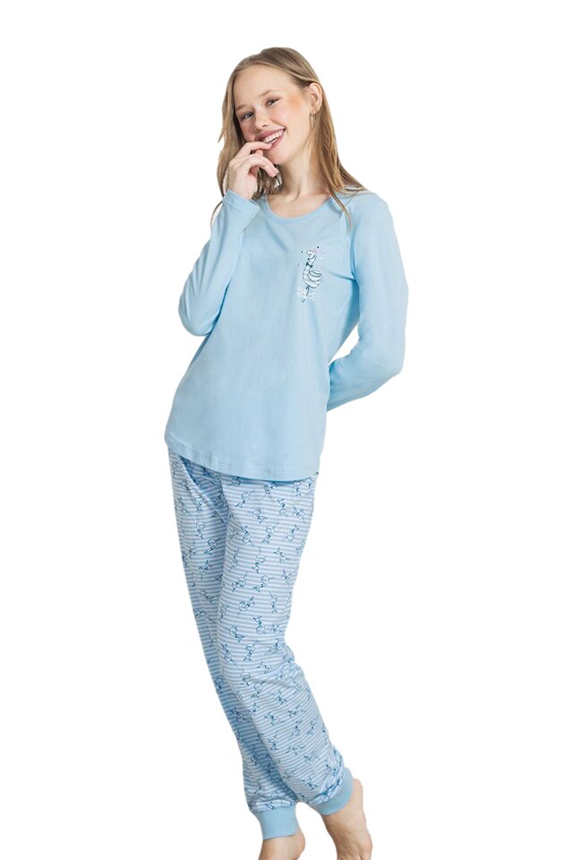 Pijamale dama, Vienetta, pantaloni lungi si maneci lungi, model It's Time To Party