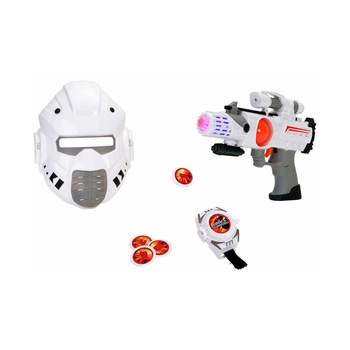 Set arma spatiala cu sunet si lansator de discuri + masca speciala, pentru copii , ATS + 3 ani Set arma spatiala cu sunet si lansator de discuri + masca speciala, pentru copii , ATS + 3 ani