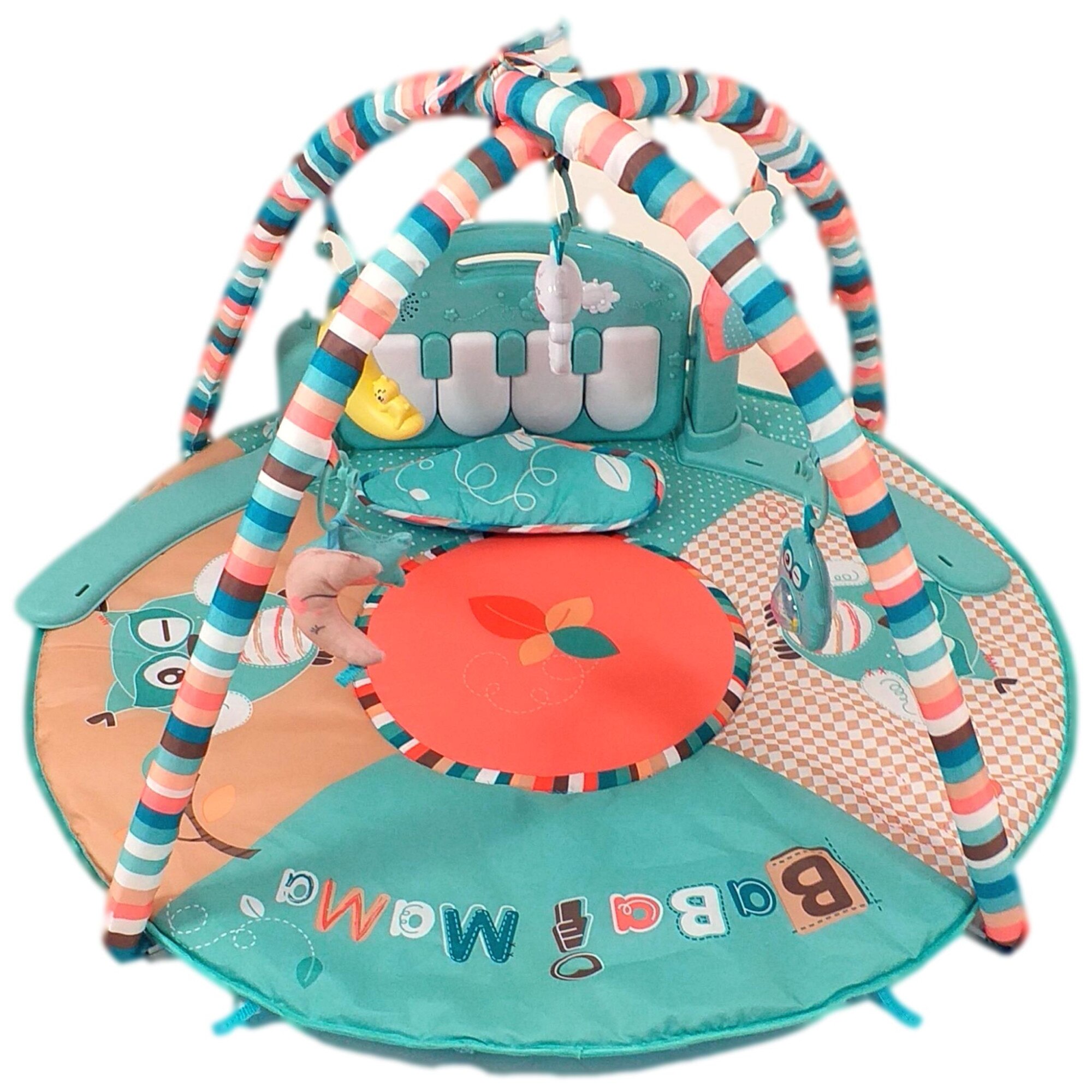 Salteluta interactiva cu lumini si sunete, cu pian si arcada cu jucarii