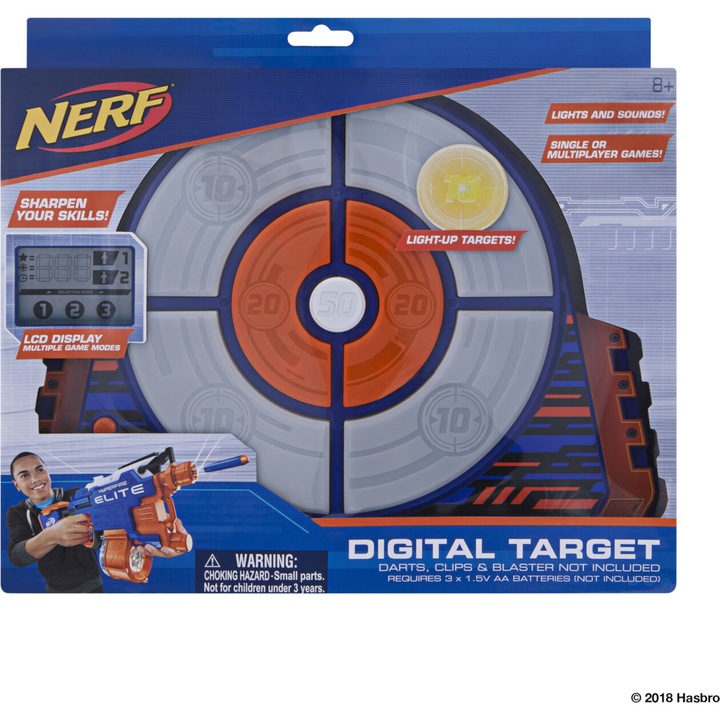 Tinta digitala cu ecran LCD are diverse functii si 3 moduri de joc, competitie de punctaj, de viteza si de tinta