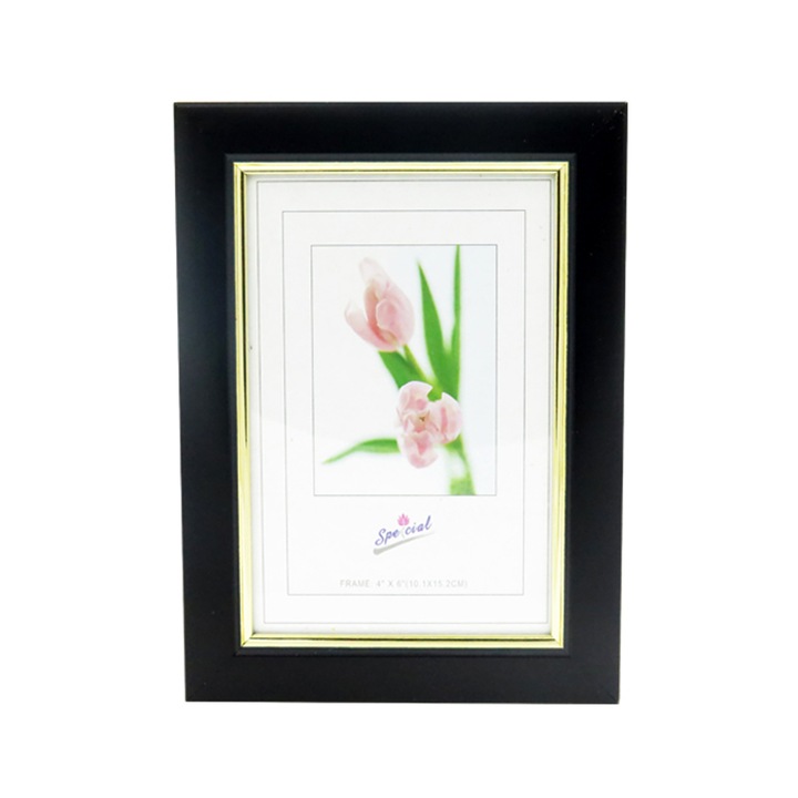 Rama foto 10x15, Rhainer, model Madrid, negru-auriu, format A6