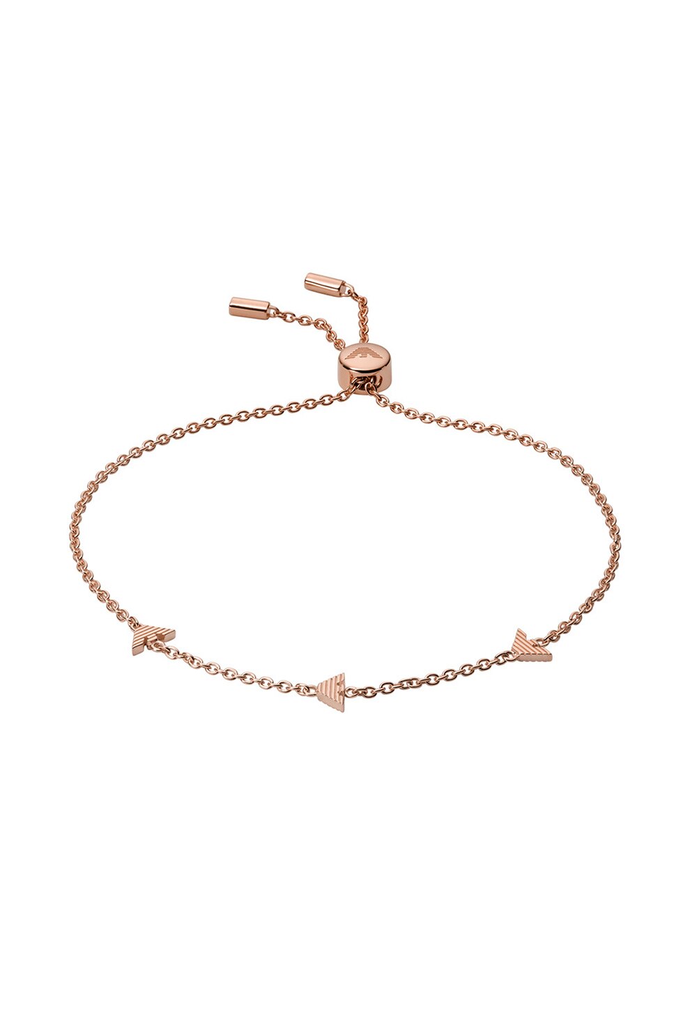 Emporio Armani, Bratara ajustabila de argint cu logo, Auriu rose
