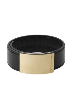 Emporio Armani, Bratara infasurabila de piele, Negru/Auriu Emporio Armani, Bratara infasurabila de piele, Negru/Auriu