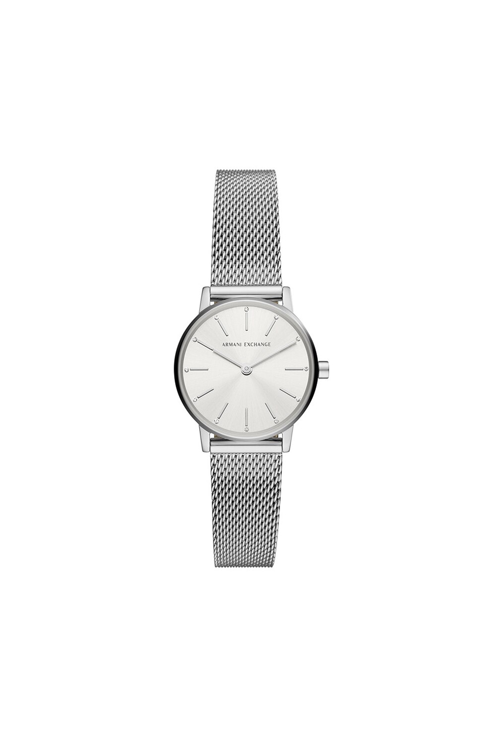 ARMANI EXCHANGE, Ceas din otel inoxidabil cu bratara cu model plasa, Argintiu
