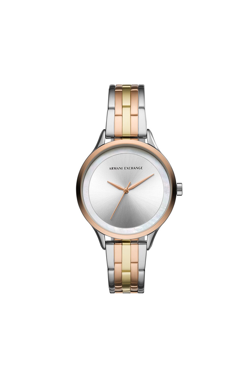 ARMANI EXCHANGE, Ceas quartz din otel inoxidabil, Auriu rose/Argintiu/Auriu