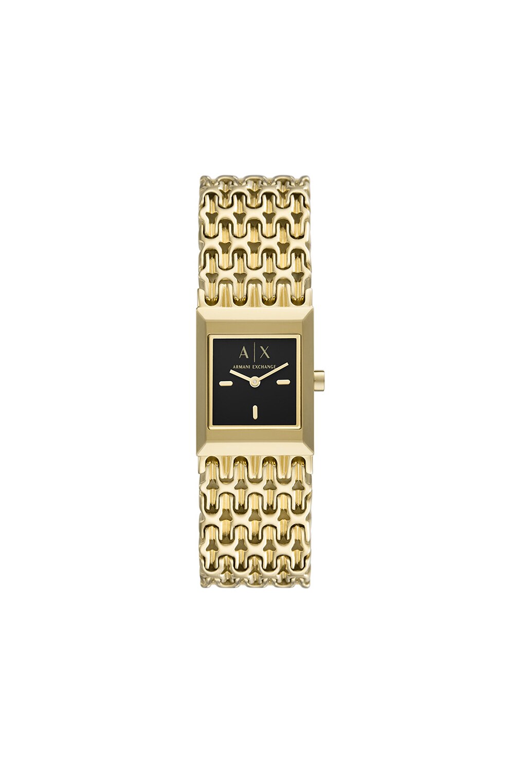 ARMANI EXCHANGE, Ceas dreptunghiular din otel inoxidabil, Auriu/Negru
