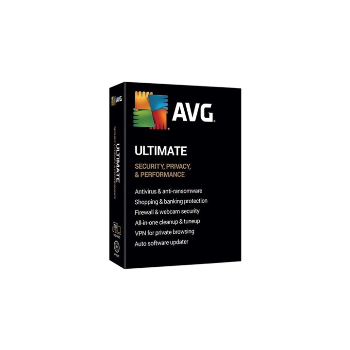 Antivirus si securizare 10 dispozitive VPN AVG Ultimate Security, 1 an