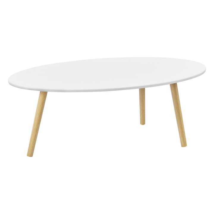 [en.casa]® Dohányzóasztal Viborg 109,5 x 59,5 x 39,5 cm kis asztal MDF asztallap fa lábak fehér/fa-hatású