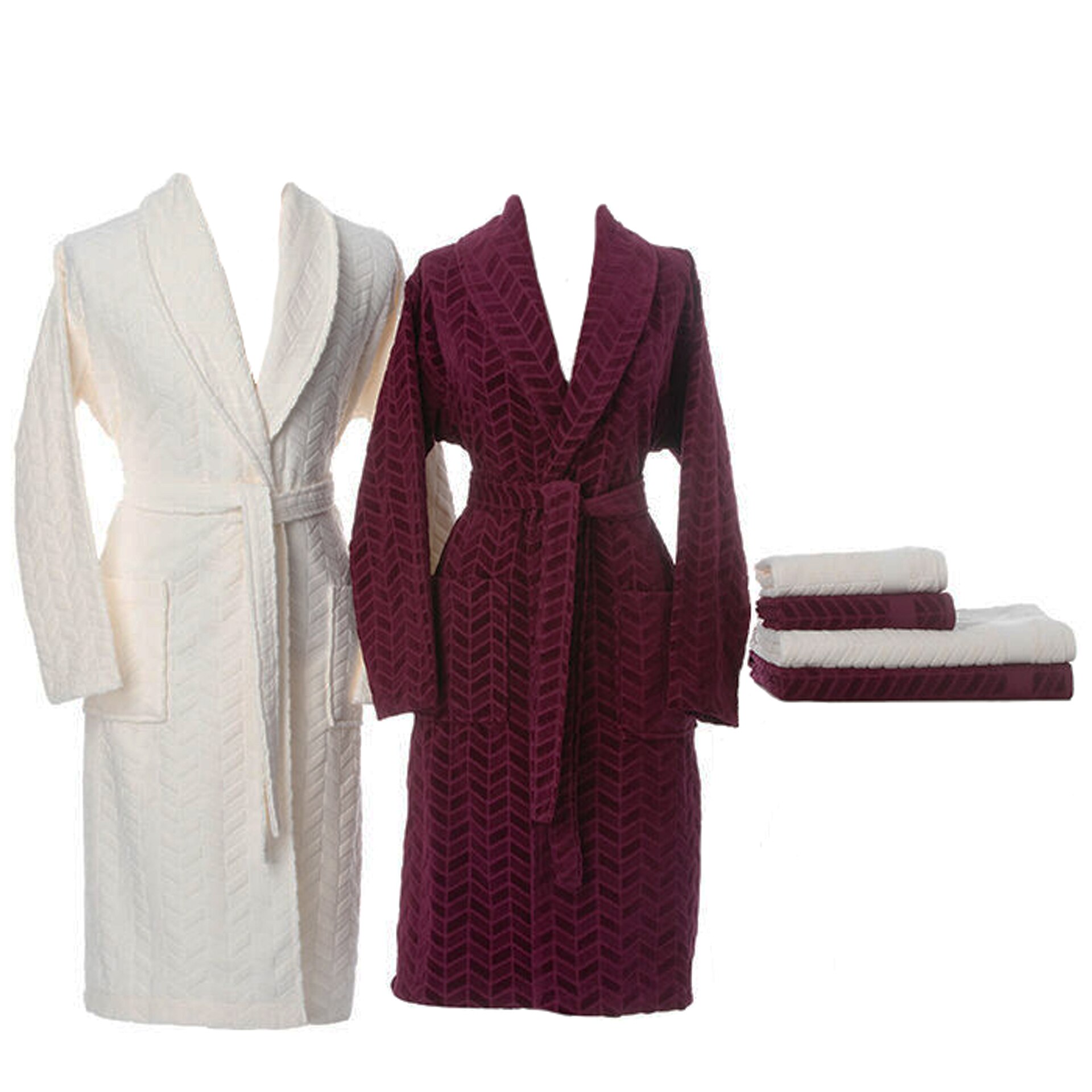 Set 2 halate family Claret + 4 prosoape , alb + visiniu