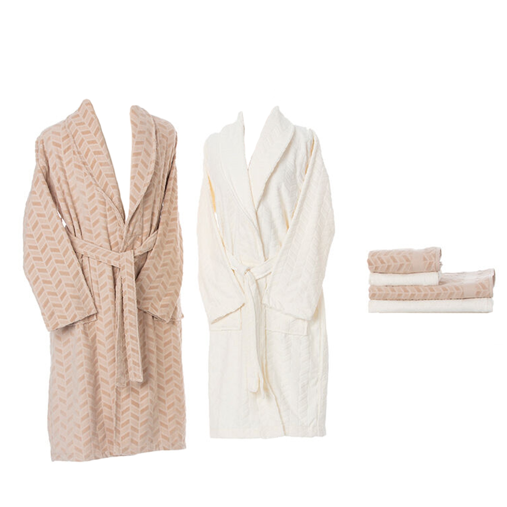 Set 2 halate family Claret + 4 prosoape , alb+bej