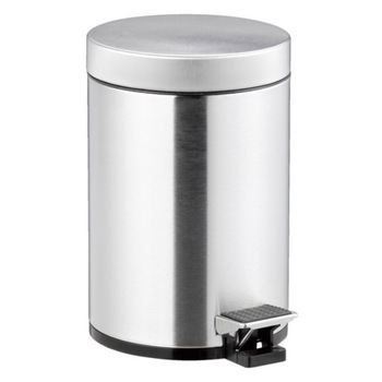 Cos de gunoi,model cilindric,cu clapeta si pedala de deschidere,din inox,dimensiune 17x21x25 cm,3litri Cos de gunoi,model cilindric,cu clapeta si pedala de deschidere,din inox,dimensiune 17x21x25 cm,3litri