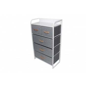 Comoda metalica cu 5 sertare,material textil,58x29x99 cm,gri Comoda metalica cu 5 sertare,material textil,58x29x99 cm,gri