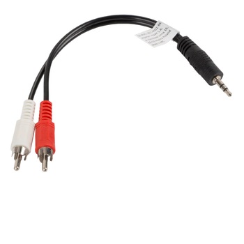 Cablu audio stereo jack 3.5mm tata 3-pin la 2 X RCA tata, Lanberg 41403, lungime 20 cm, negru Cablu audio stereo jack 3.5mm tata 3-pin la 2 X RCA tata, Lanberg 41403, lungime 20 cm, negru