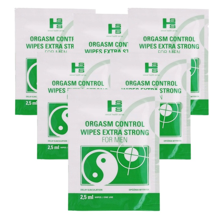 Servetele umede cu ulei de menta, Sexual Health Series, Orgasm Control, 6 bucati