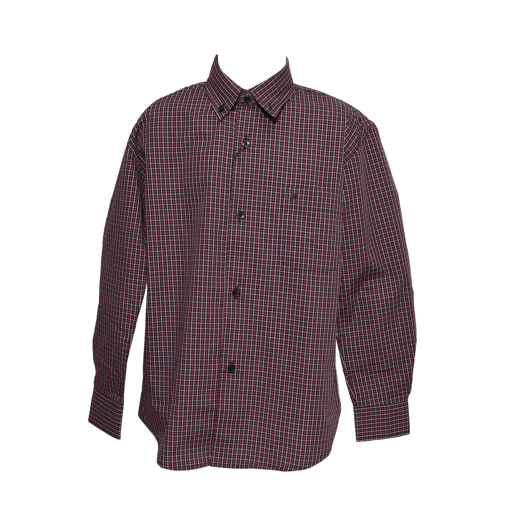 Camasa copii, caro, Barotti, Gri deschis/Rosu Bordeaux