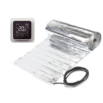 Kit covor incalzire pardoseala pentru parchet 140 W / mp , pentru 9 mp , 1260 W , cu termostat programabil WI-Fi control Kit covor incalzire pardoseala pentru parchet 140 W / mp , pentru 9 mp , 1260 W , cu termostat programabil WI-Fi control