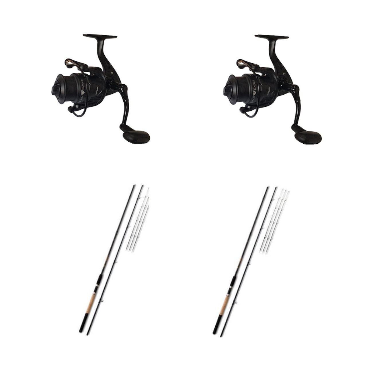 Set 2 Lansete 4Karp Turbo Feeder 2,70m si 2 Mulinete 4Karp Black Eagle 4000