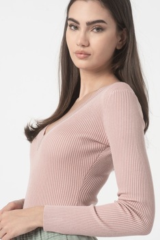 Missguided, Body-tanga slim fit cu aspect striat, Roz prafuit Missguided, Body-tanga slim fit cu aspect striat, Roz prafuit