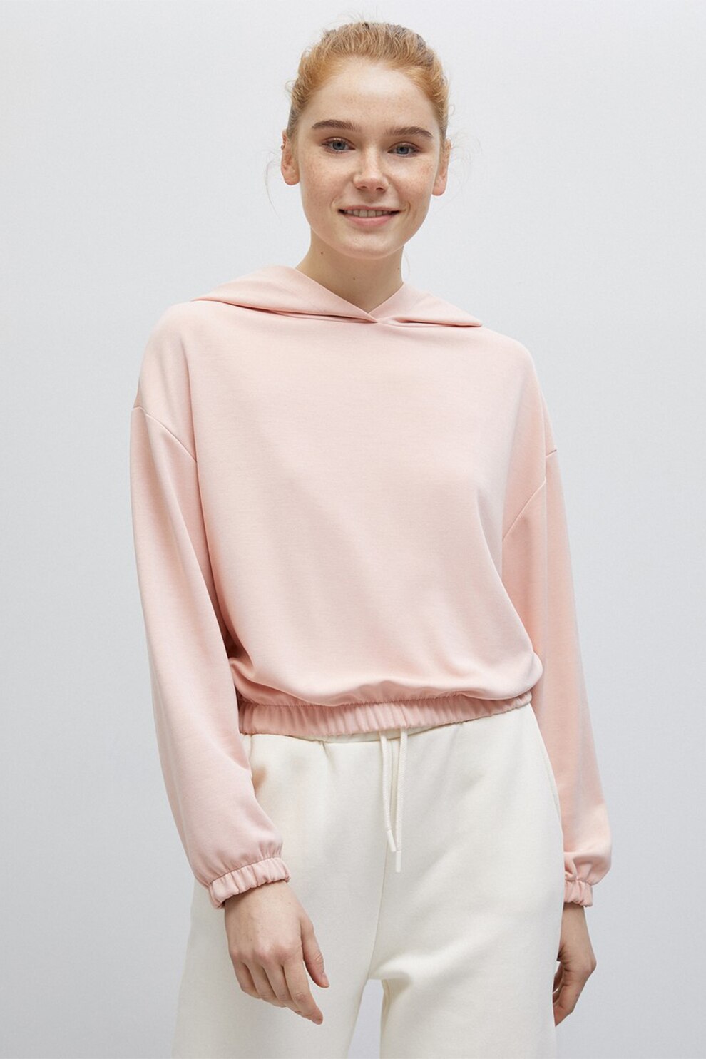 KOTON, Hanorac din amestec de modal cu terminatie elastica, Piersica, XL