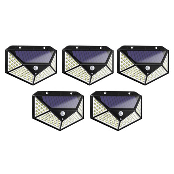 SET 5 lampi de exterior cu 100 LED uri cu incarcare solara si senzor de miscare SET 5 lampi de exterior cu 100 LED uri cu incarcare solara si senzor de miscare