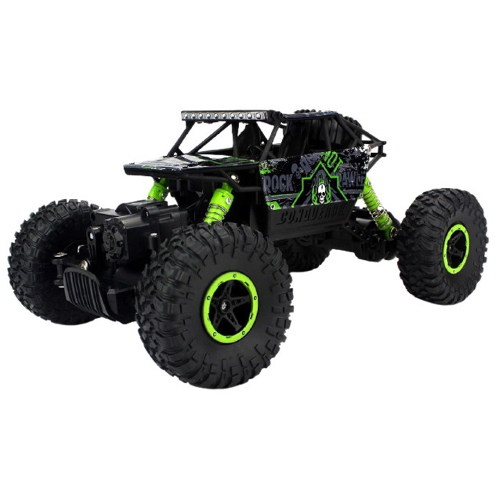 Кола с дистанционно управление HB Toys, Crawler 4x4 Auto RC, черно/зелено, 6 години +