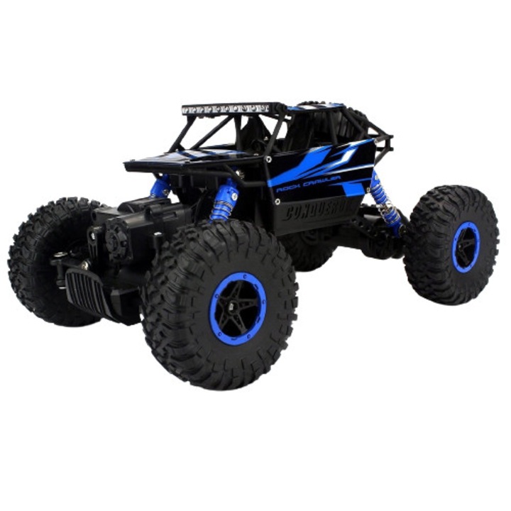 Masina cu telecomanda HB Toys, Rock Crawler, 4x4, 28 cm, Albastru, 6 ani +