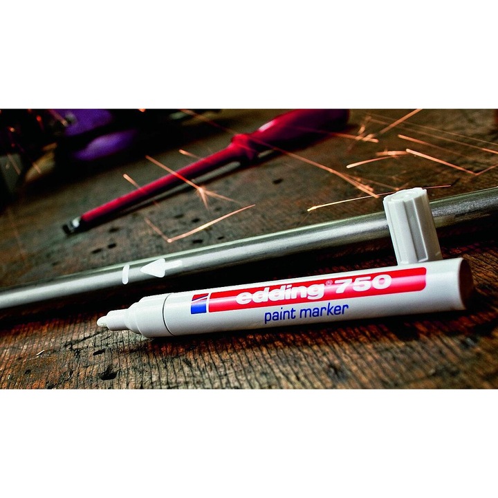 Marker cu efect de lac, Edding, Vopsea 750, Argintiu