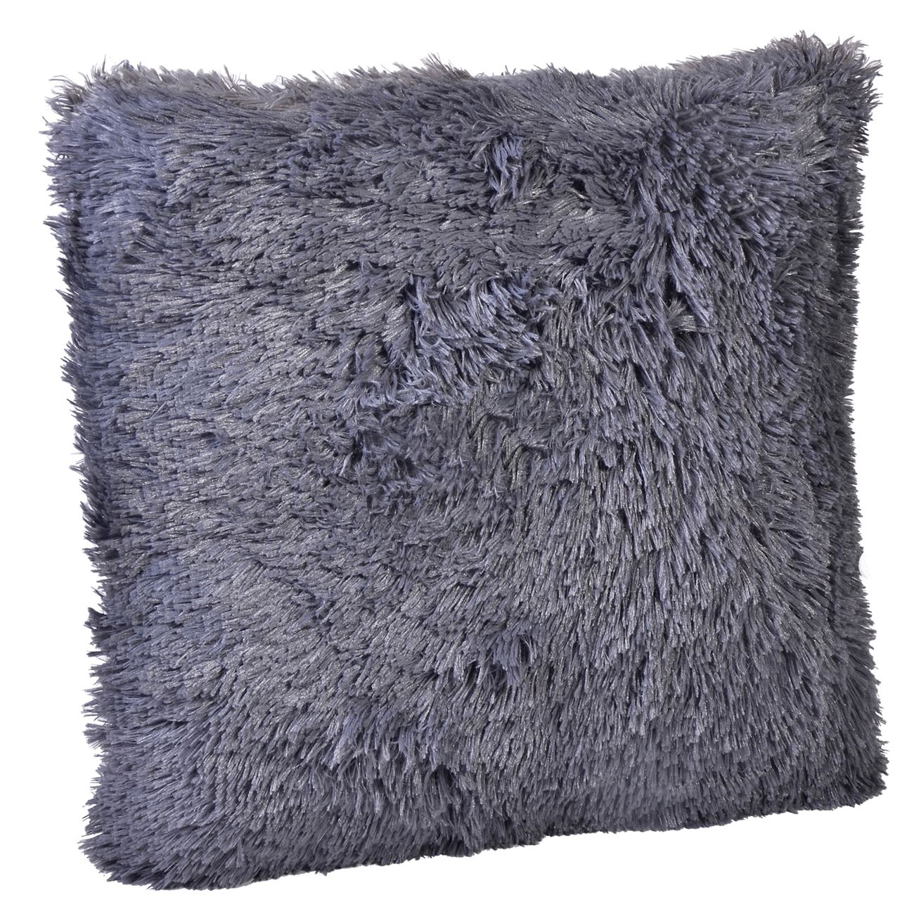 Perna decorativa, Zola, cu blanita,pofoasa, patrata, gri inchis, 50x50 cm