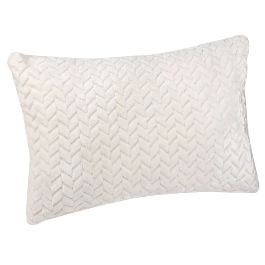 Perna decorativa, Zola, dreptunghiulara, cu model, Ecru, 37x55 cm