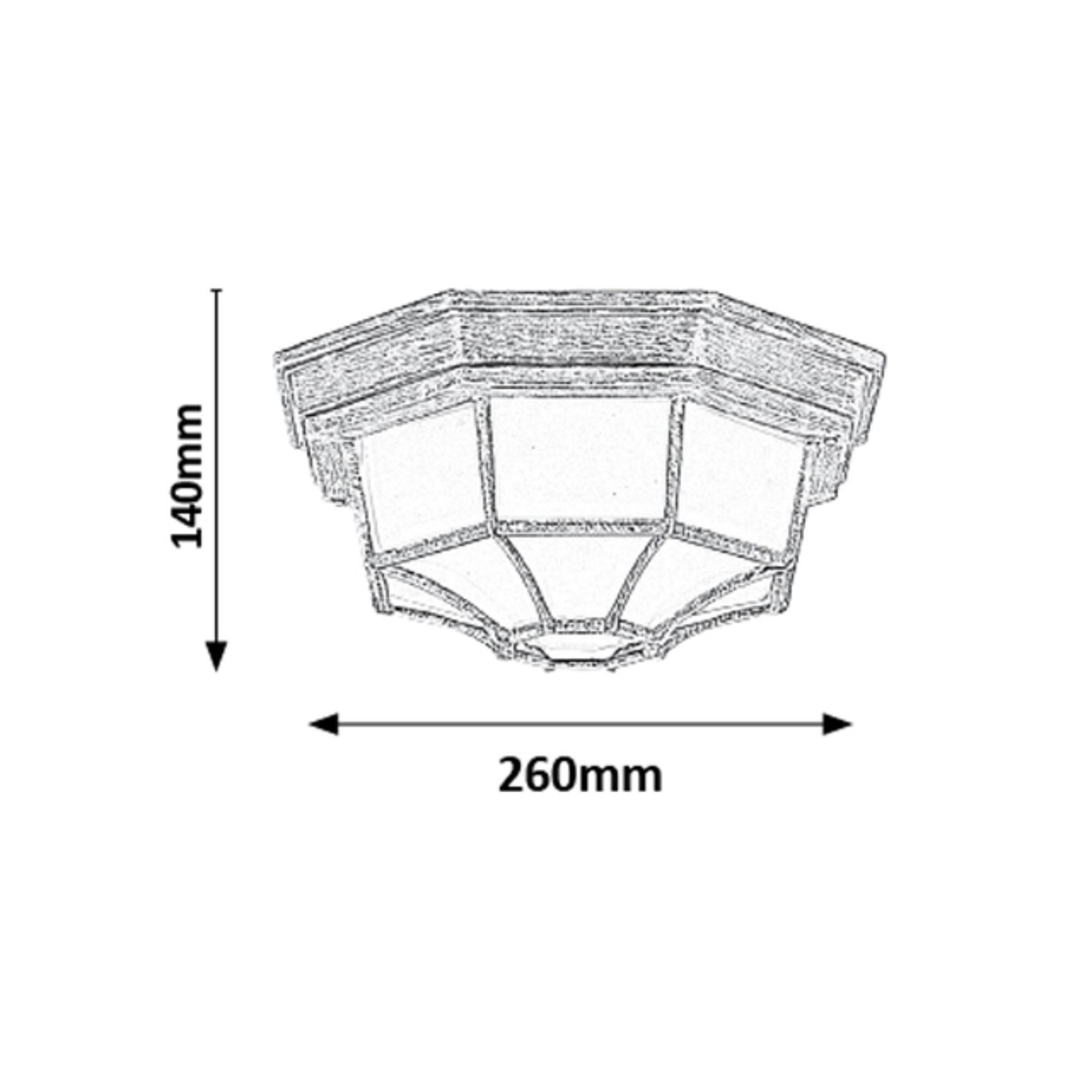 Lampa de exterior, pentru plafon, de culoare neagra, diametru 33,5 cm