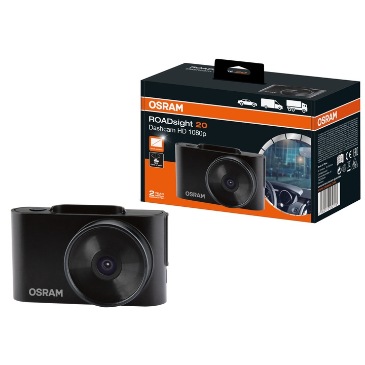 Camera auto DVR Osram ROADsight 20, Full HD 1080p 30fps, unghi vizualizare 120 grade , display 2 inch, senzor G