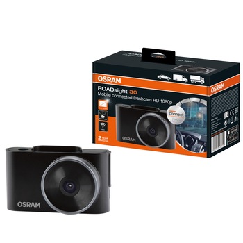 Camera auto DVR Osram ROADsight 30, Full HD 1080p 30fps, unghi vizualizare 130 grade , display 2 inch, senzor G , WiFi&Osramconnect Camera auto DVR Osram ROADsight 30, Full HD 1080p 30fps, unghi vizualizare 130 grade , display 2 inch, senzor G , WiFi&Osramconnect