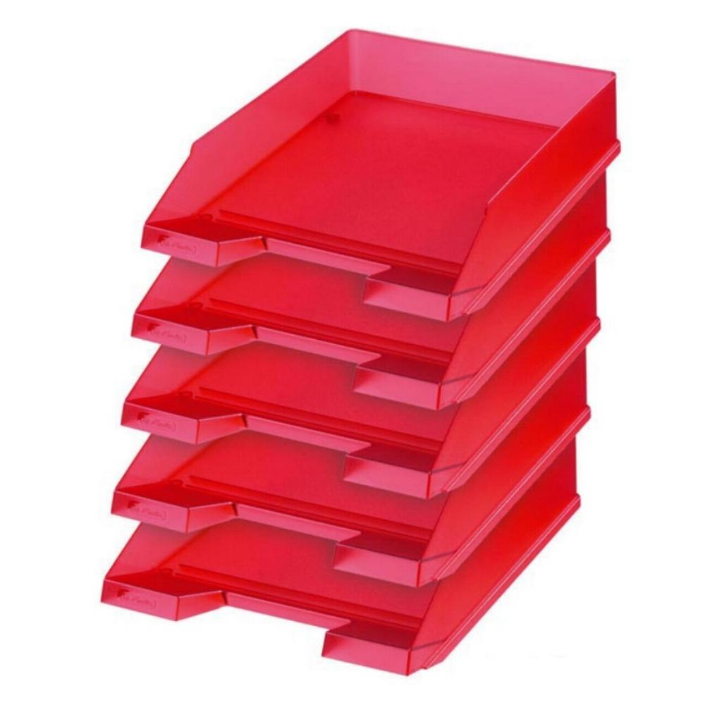 Set 5 tavite documente Herlitz A4 rosu translucid