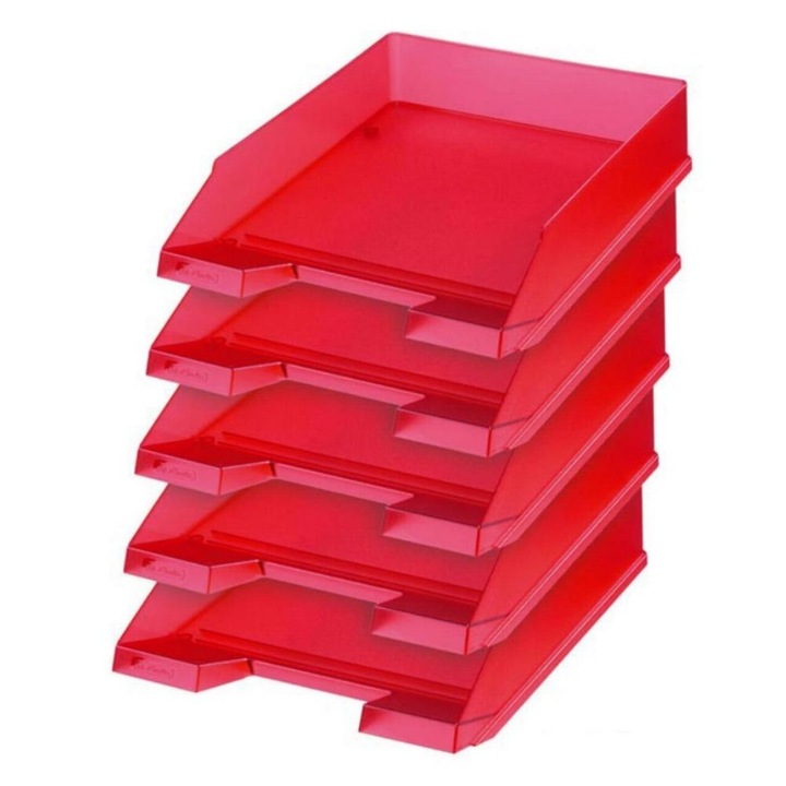 Set 5 tavite documente Herlitz A4 rosu translucid