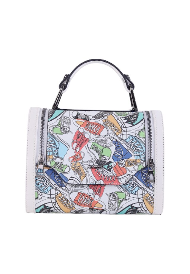 Geanta dama Guard 659 imprimeu sneakers, piele ecologica, multicolor