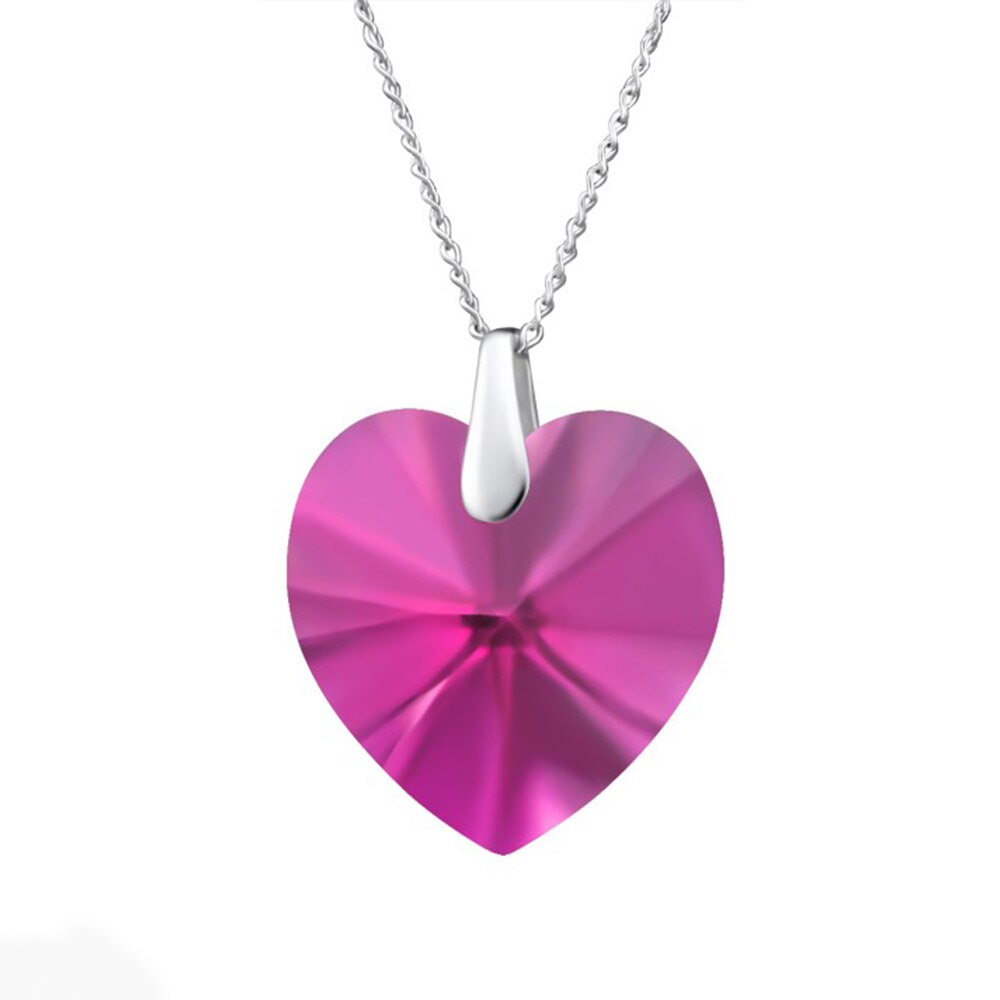 Colier Inima cu Cristale® - Argint 925, Fuchsia