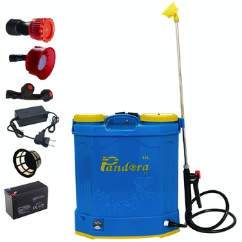 Pompa stropit electrica Pandora 16L, Model Nou cu Regulator presiune, 3 duze incluse si incarcator incluse Pompa stropit electrica Pandora 16L, Model Nou cu Regulator presiune, 3 duze incluse si incarcator incluse