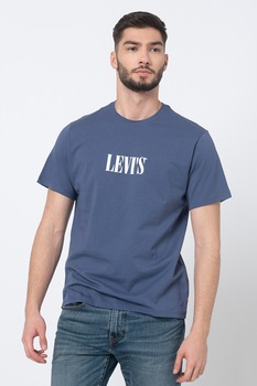 Levi's, Tricou relaxed fit de bumbac cu imprimeu logo, Albastru inchis/Alb optic Levi's, Tricou relaxed fit de bumbac cu imprimeu logo, Albastru inchis/Alb optic