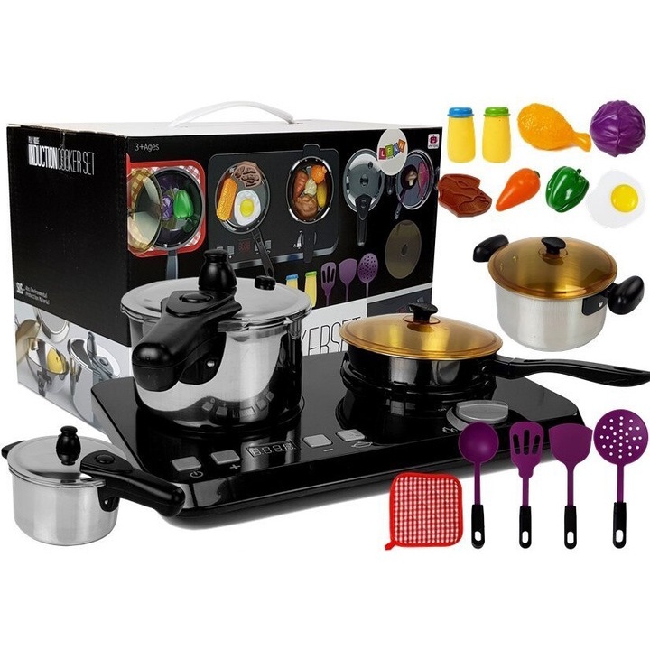 Rozsdamentes konyhai készlet Indukciós főzőlap 32 elemből 7568