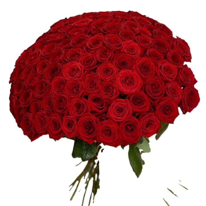 Букет от червени рози, 70 см, 101 броя