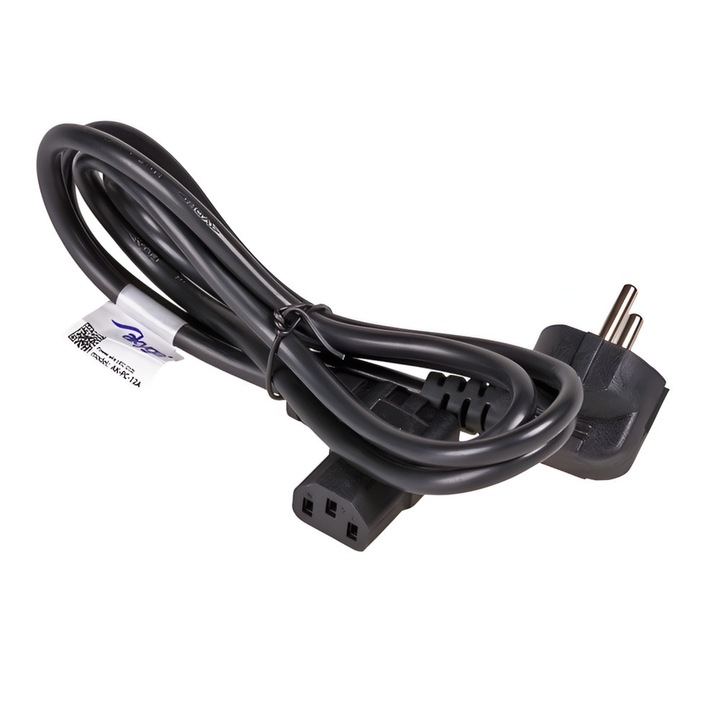 Cablu alimentare AC, 3m, 3 fire, culoare negru, CEE 7/7 (E/F), IEC C13 mama 90°, AKYGA, AK-PC-12A, T143651