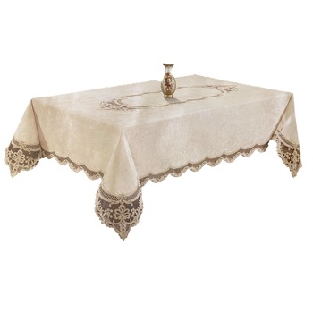 Fata de masa Kadife , din catifea , culoare crem 160 x 300 Fata de masa Kadife , din catifea , culoare crem 160 x 300