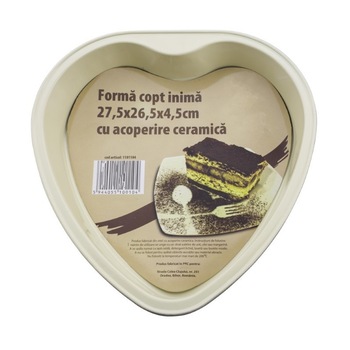Forma copt inima 27.5x26.5x4.5 cm cu acoperire ceramica Forma copt inima 27.5x26.5x4.5 cm cu acoperire ceramica
