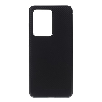 Husa protectie pentru Samsung Galaxy S20 Ultra, model Carbon din silicon, Negru